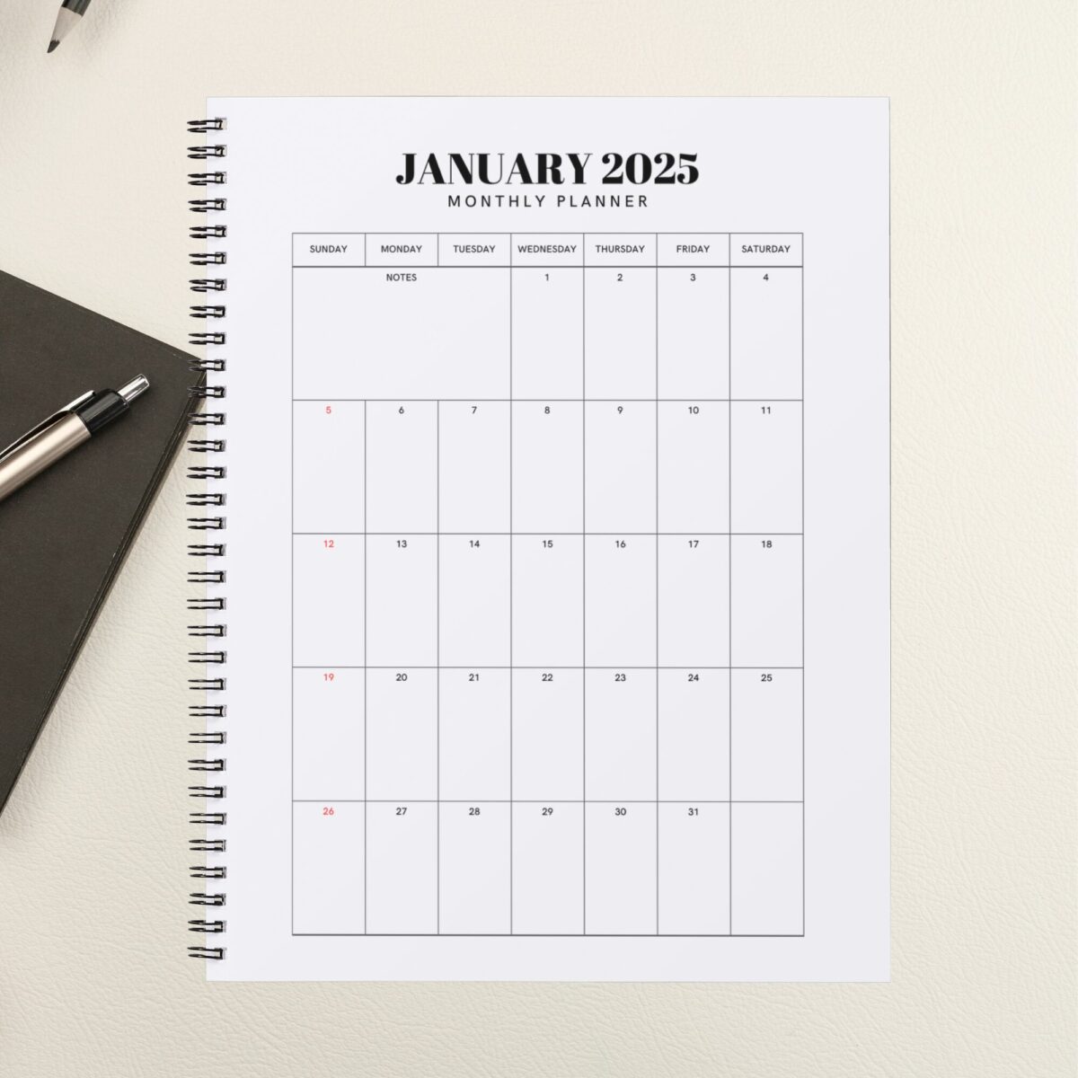 Printable 2025 Monthly Planner | Calendar Organizer PDF | PLAMON2025-001