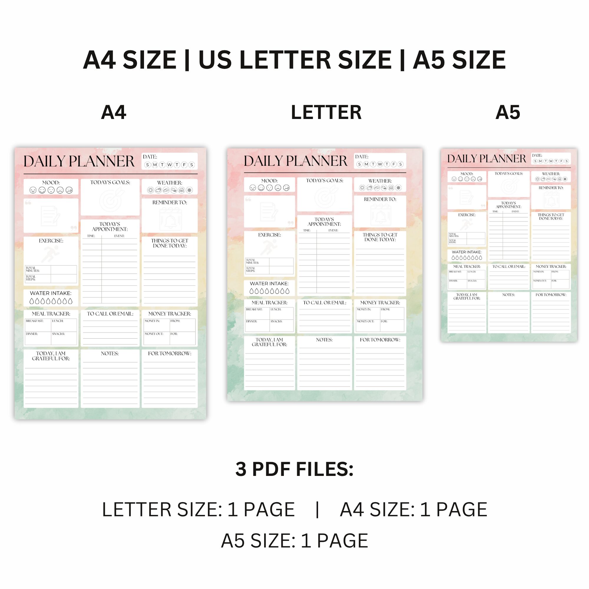 Printable Daily Planner | All-In-One Organizer PDF | PLADAY-002-02 - Image 3