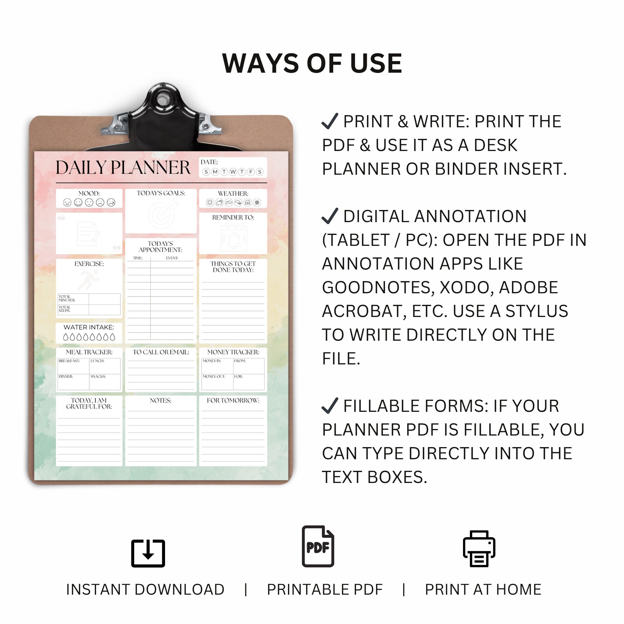 Printable Daily Planner | All-In-One Organizer PDF | PLADAY-002-02 - Image 4