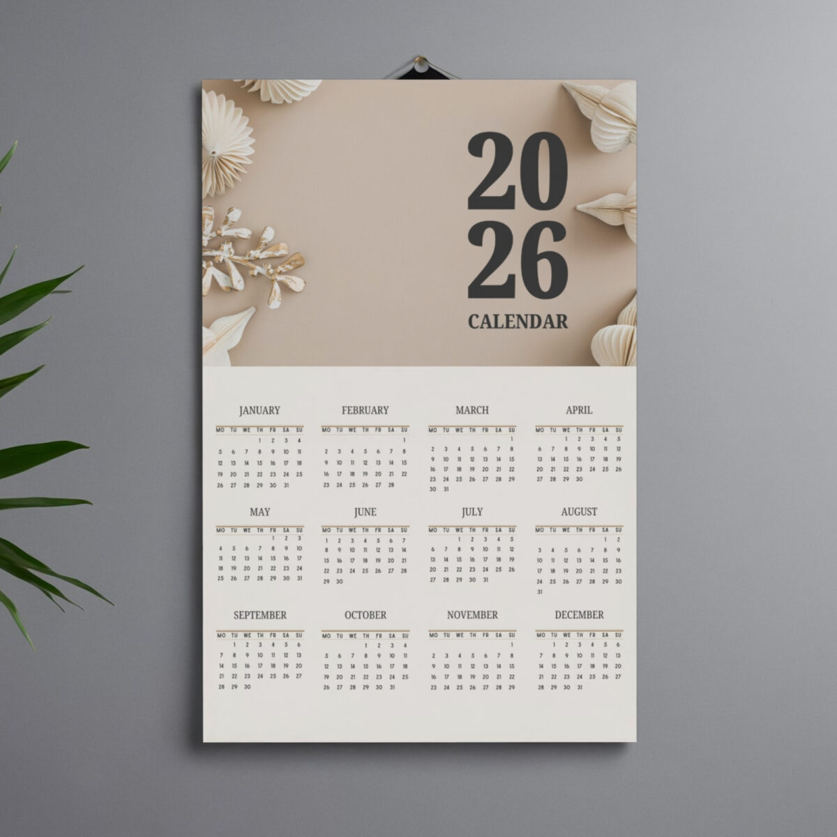 2026 Printable Wall Calendar | Instant Download | Modern Home Office Decor | CAL2026-002-01