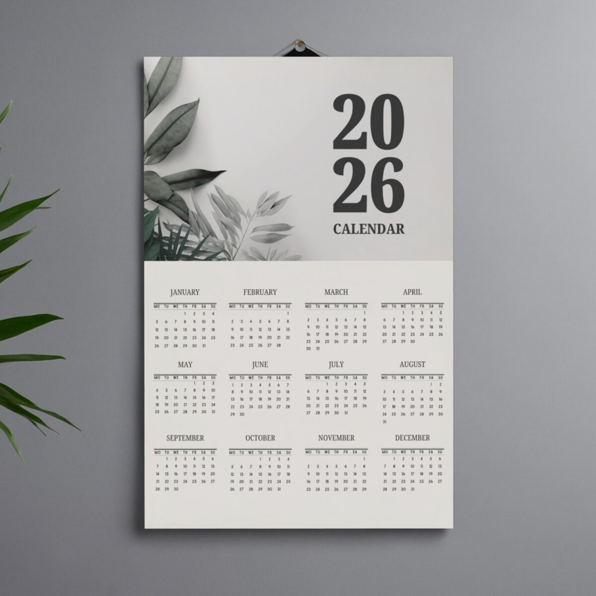 2026 Printable Wall Calendar | Instant Download | Modern Home Office Decor | CAL2026-002-02