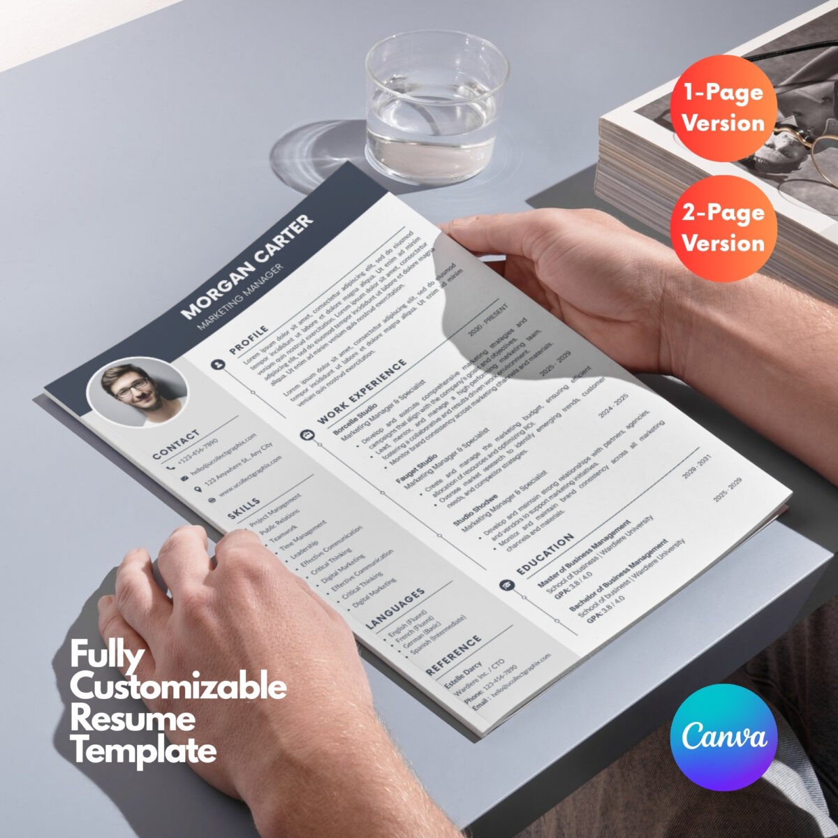 Executive & Managerial Resume Template | Modern 2026 Professional CV with Photo | Canva Editable | RES-CV-001