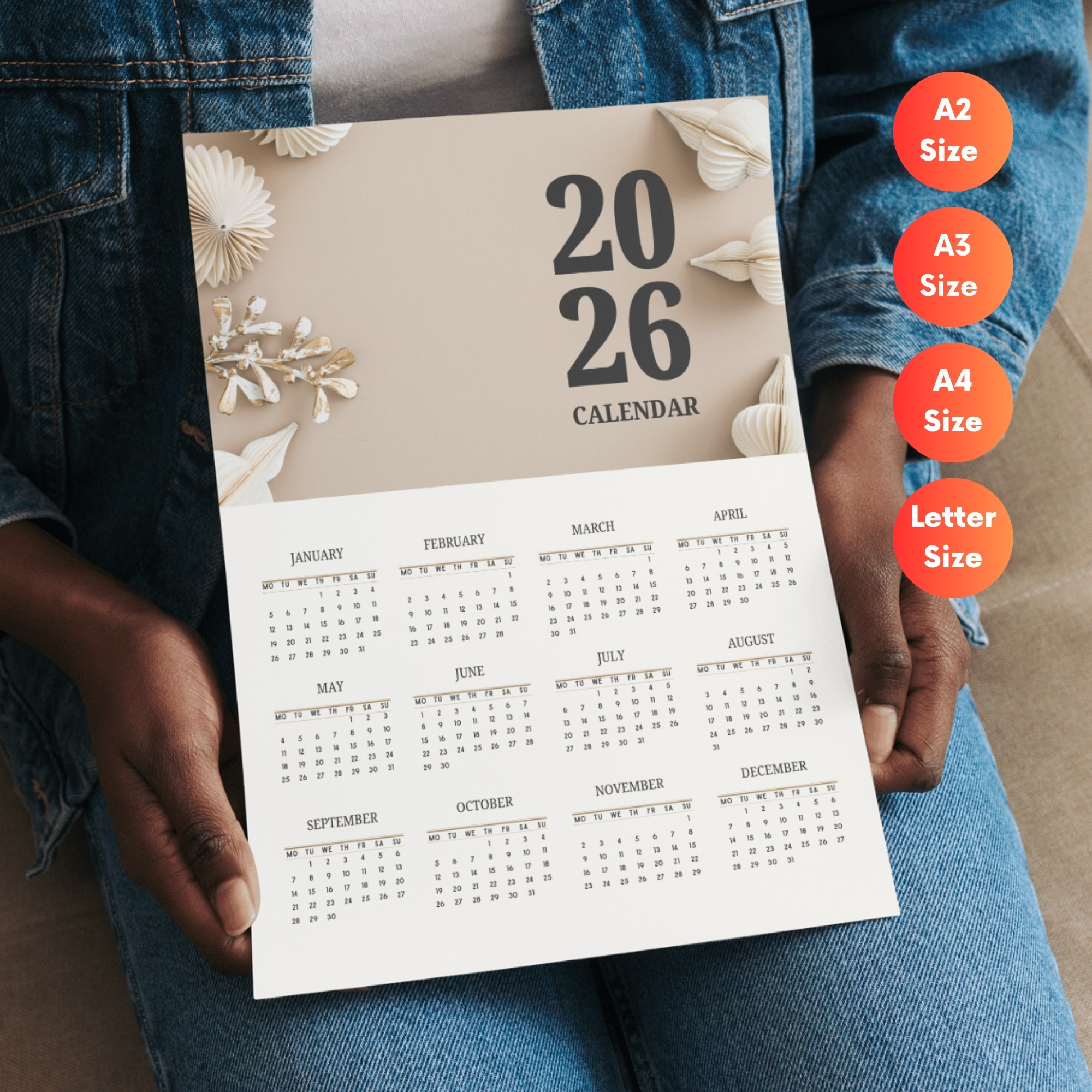 2026 Printable Wall Calendar | Instant Download | Modern Home Office Decor | CAL2026-002-01 - Image 2