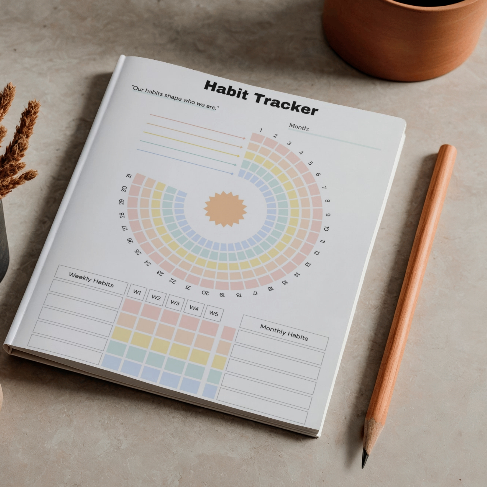 Daily, Weekly & Monthly Habit Tracker Printable – Minimal Routine & Goal Tracker | TRAC-001-01 - Image 3