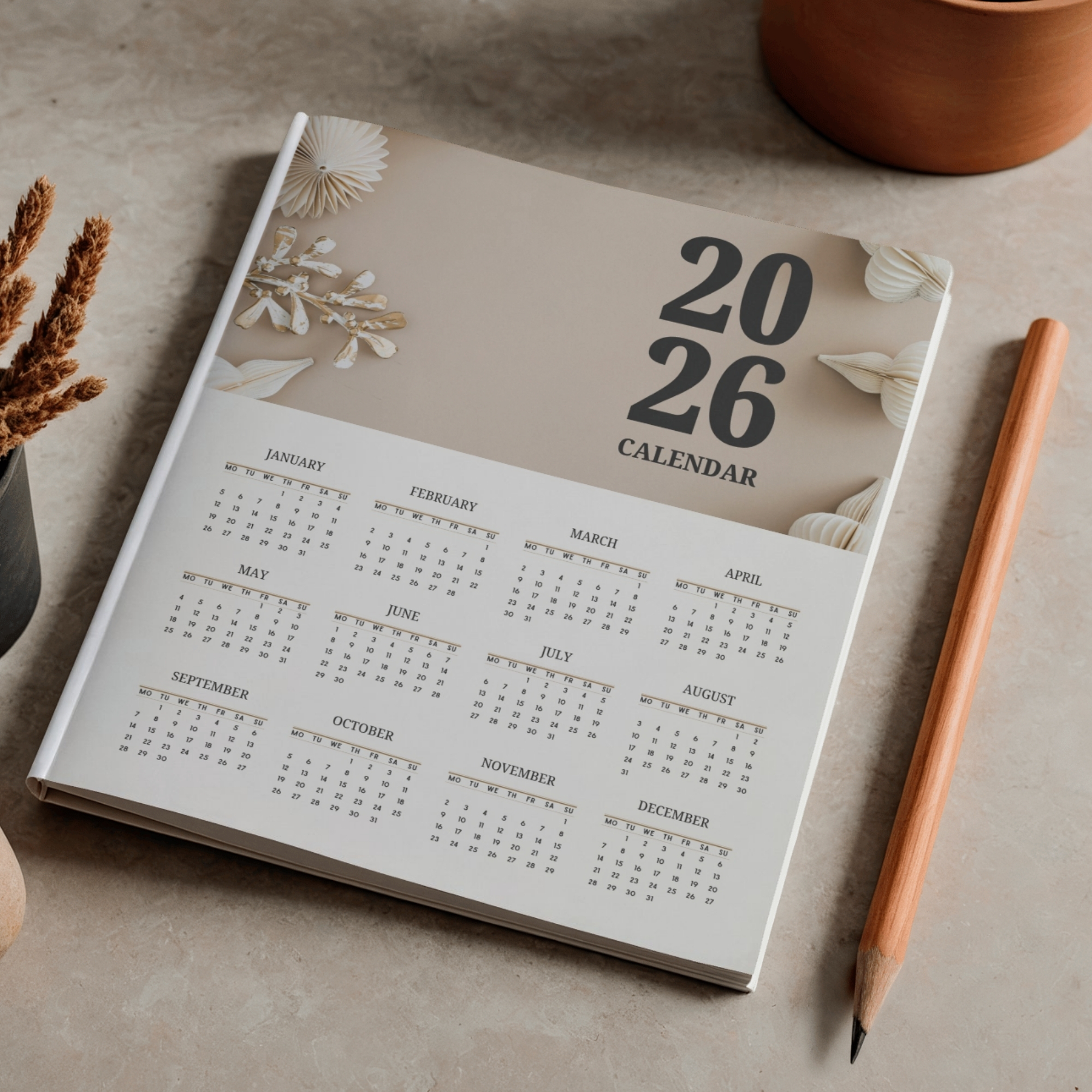 2026 Printable Wall Calendar | Instant Download | Modern Home Office Decor | CAL2026-002-01 - Image 3