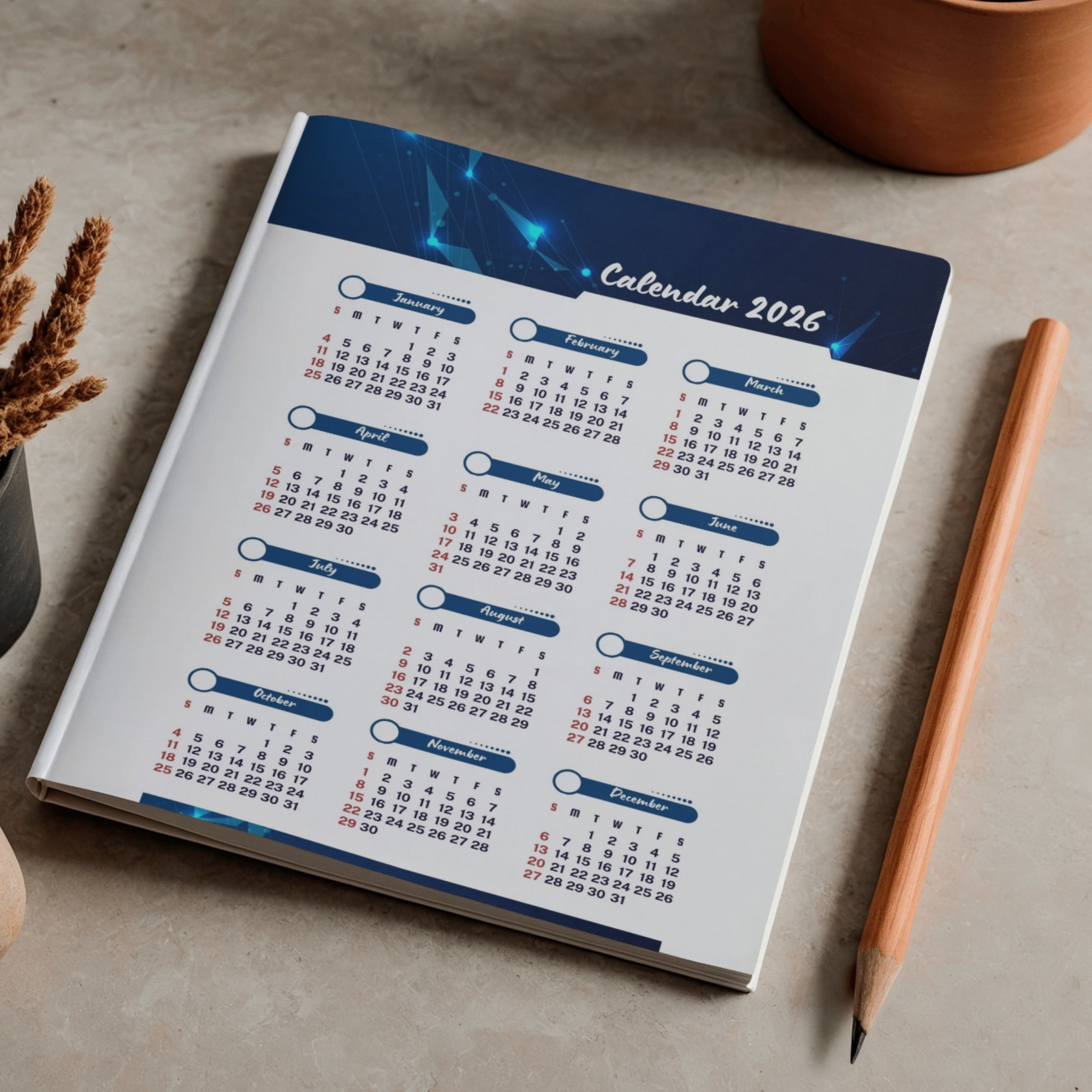 2026 Printable Wall Calendar | Instant Download | Modern Home Office Decor | CAL2026-003 - Image 3