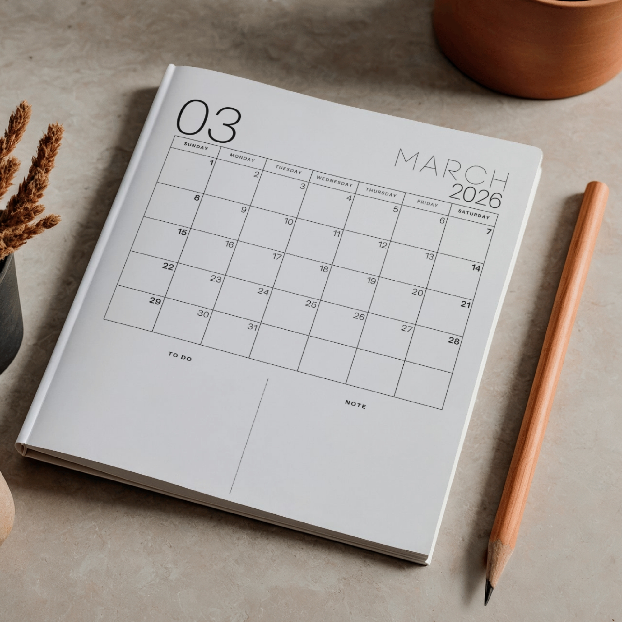 2026 Daily Planner Printable | To-Do List & Notes | Minimal & Functional Design | PLADAY2026-001-04 - Image 6