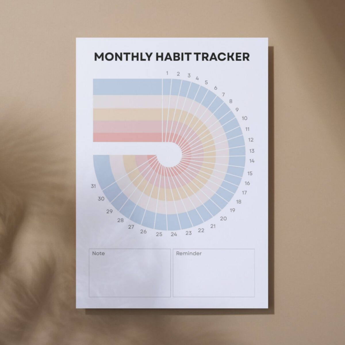 Printable Monthly Habit Tracker | Habit & Goal Planner with Notes and Reminders | TRAC-009-01