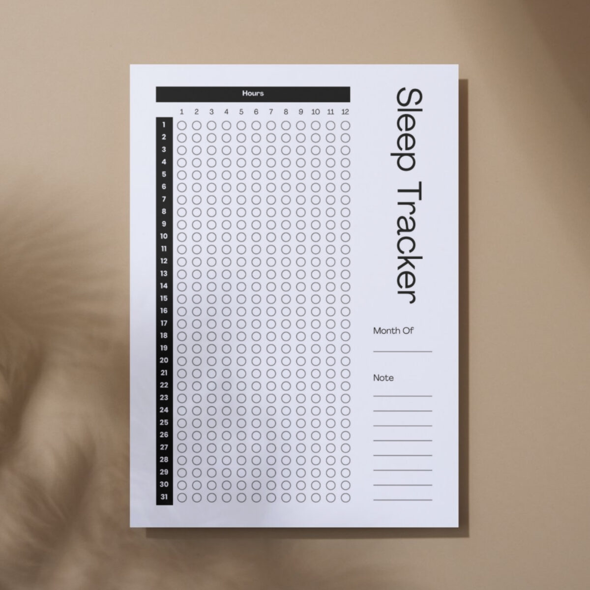 Monthly Sleep Tracker Printable with Notes | A4 & US Letter | TRAC-005-01