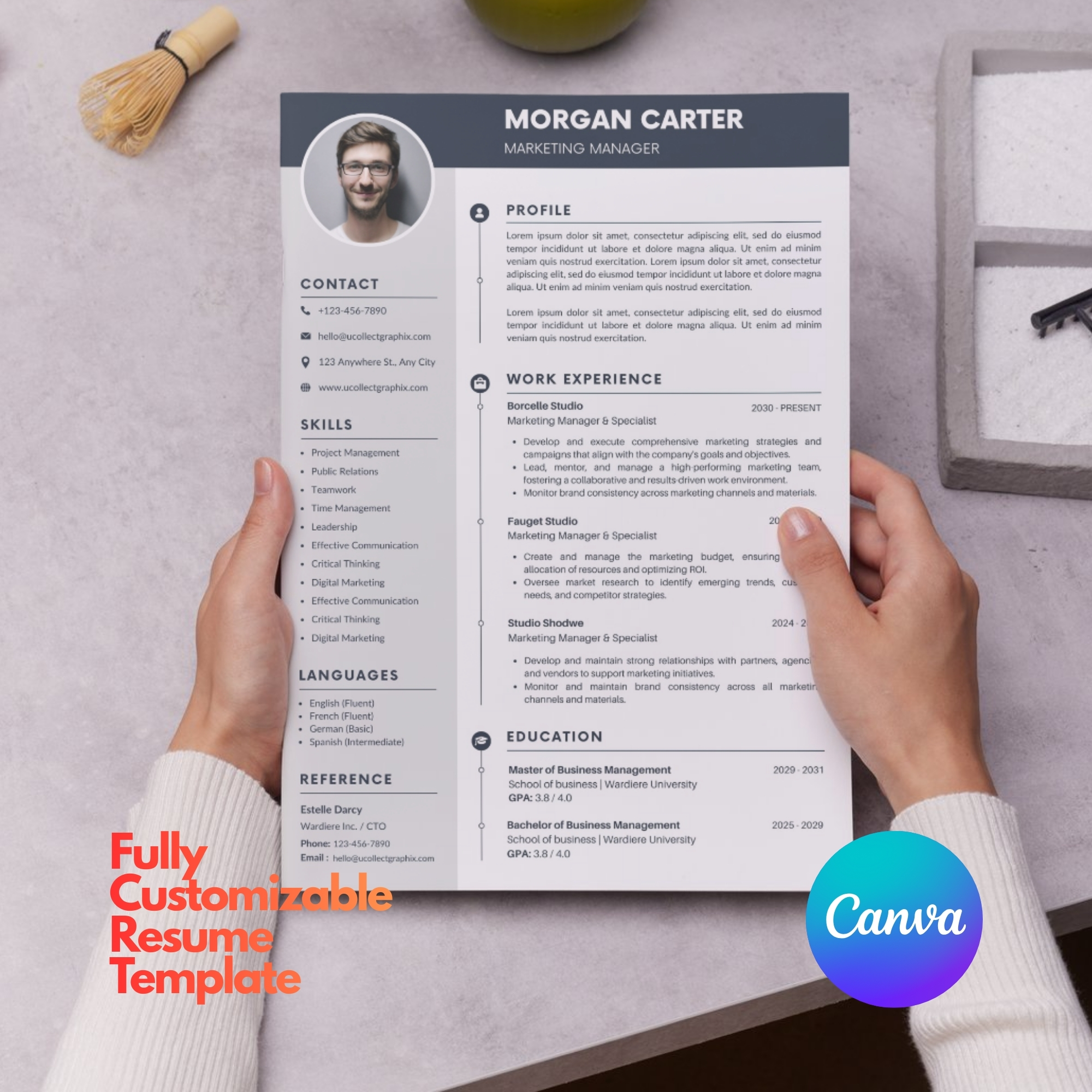 Executive & Managerial Resume Template | Modern 2026 Professional CV with Photo | Canva Editable | RES-CV-001