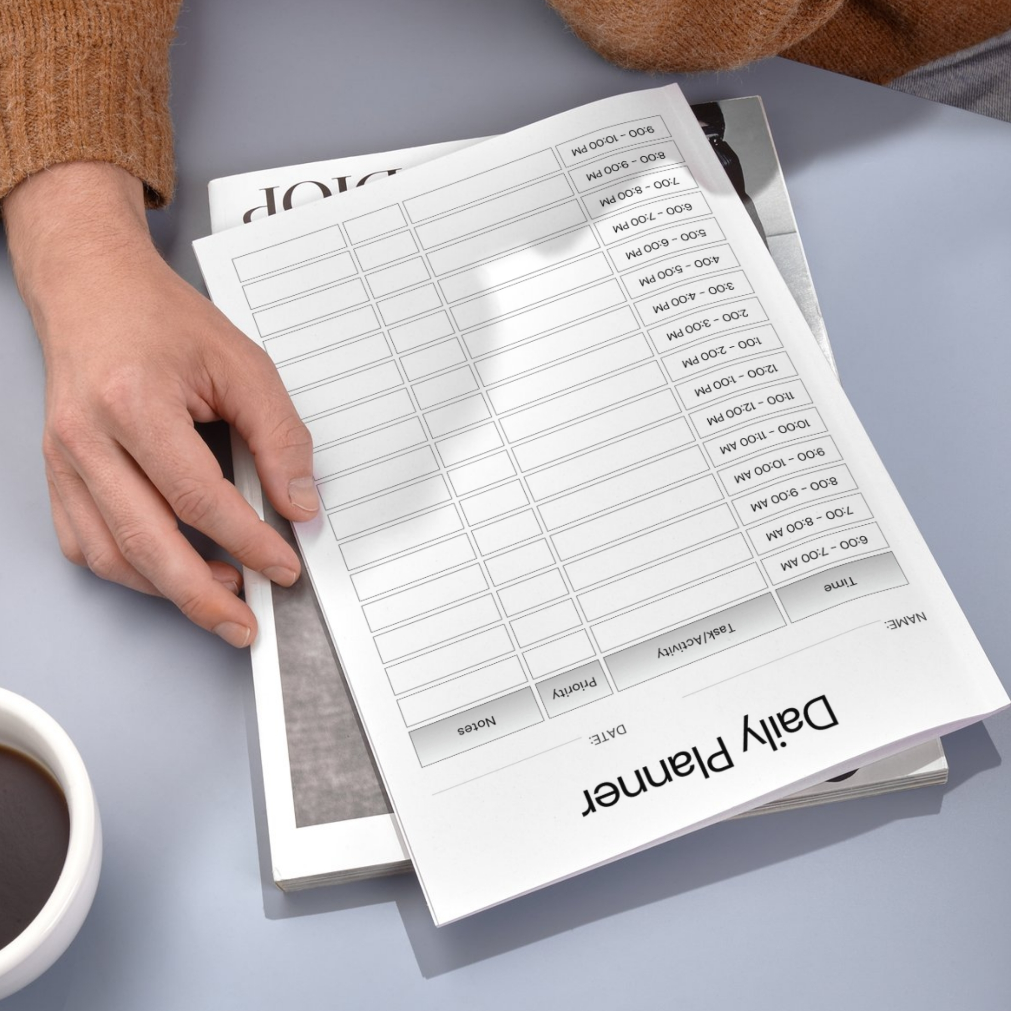 Printable Daily Planner (6AM–10PM) – Hourly Schedule with Tasks, Priority & Notes | PLADAY-005-01 - Image 3