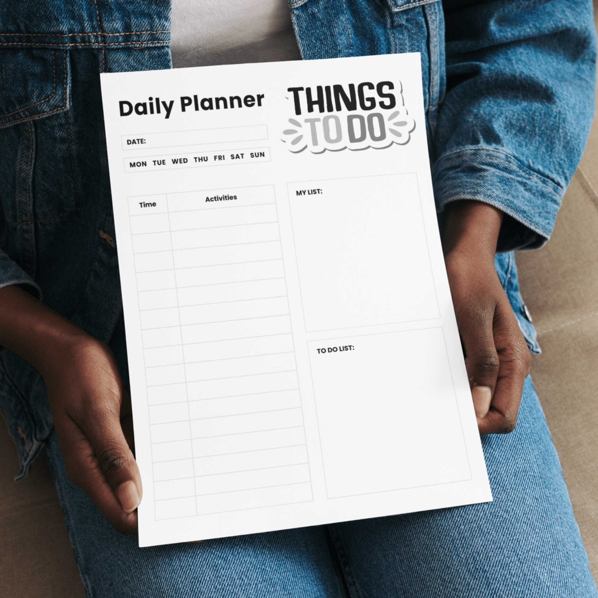 Printable Daily Planner | Time Schedule, Activities, My List & To-Do List | A4 & Letter PDF | PLADAY-003-01 - Image 4