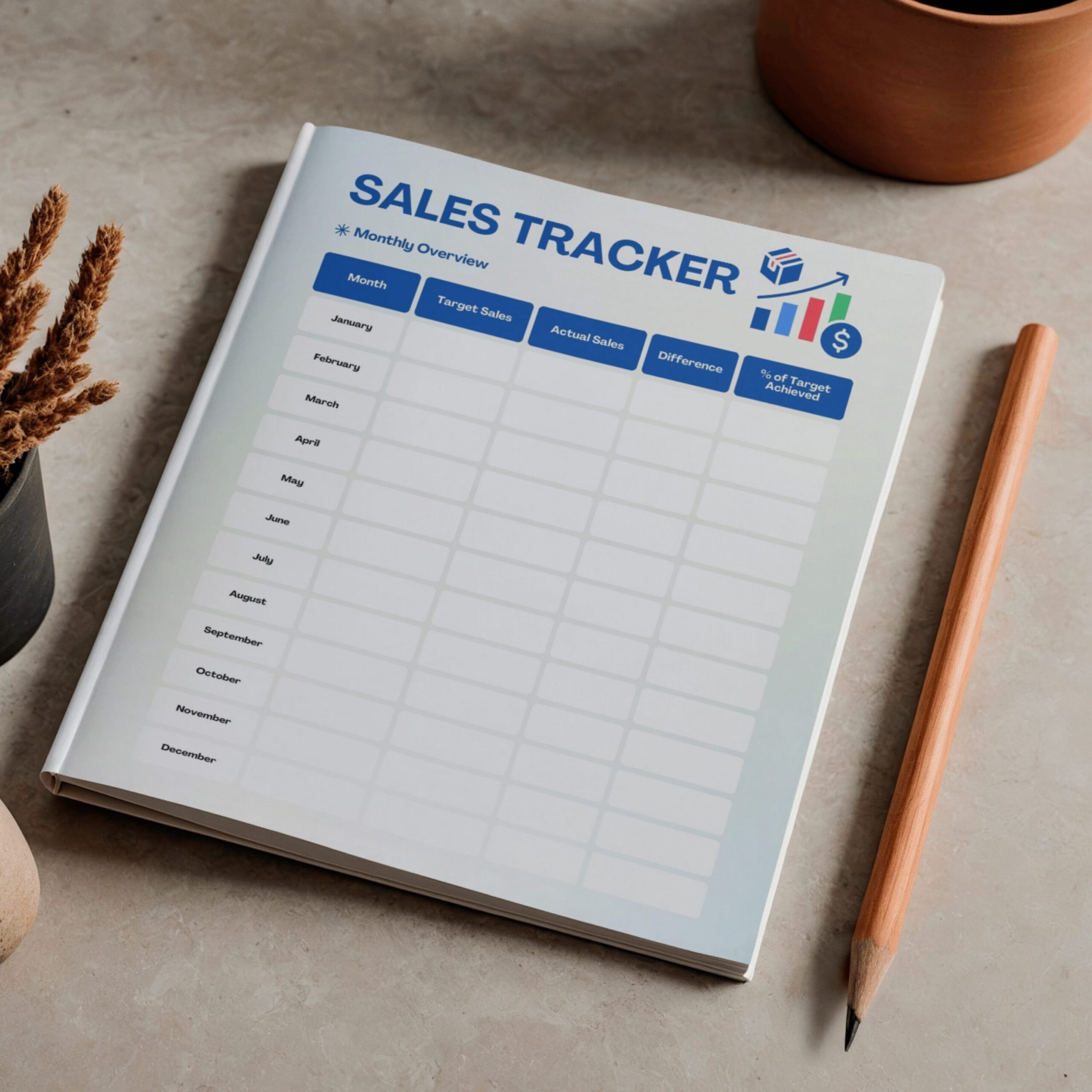 Monthly Sales Tracker & Daily Sales Log Printable | Sales Target & Performance Tracker | Blue TRAC-014-02 - Image 5