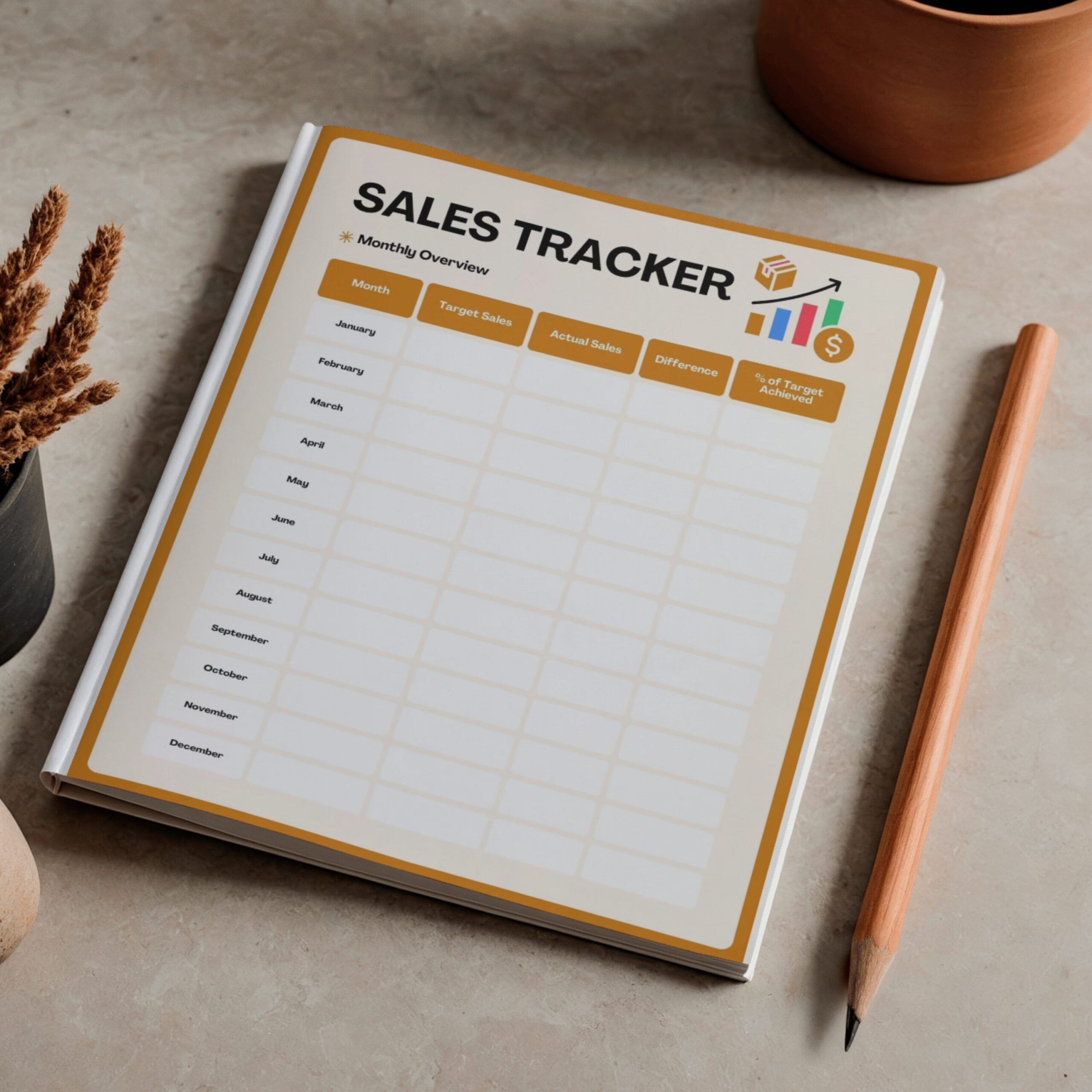 Monthly Sales Tracker & Daily Sales Log Printable | Sales Target & Performance Tracker | Orange TRAC-014-03 - Image 5