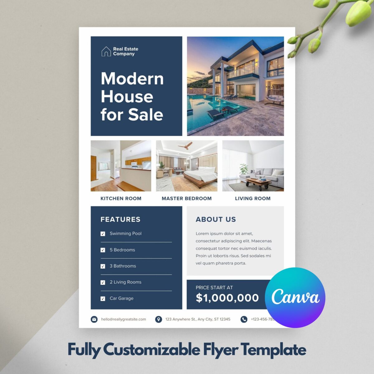 Modern Real Estate Flyer Template | Realtor Marketing Flyer | Property Listing Flyer | Real Estate Agent Advertising | FLYER-001