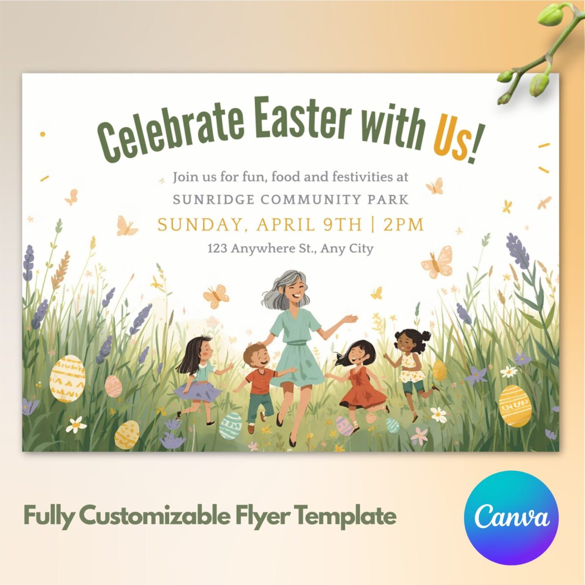 Editable Easter Celebration Invitation Flyer Template | Easter Party Invite | Easter Egg Hunt Invitation | FLYER-006