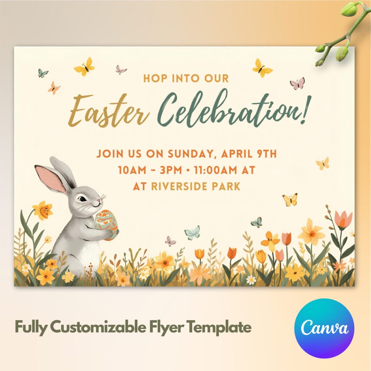 Editable Easter Celebration Flyer Canva Template | Easter Event Poster | Easter Party Flyer | FLYER-007