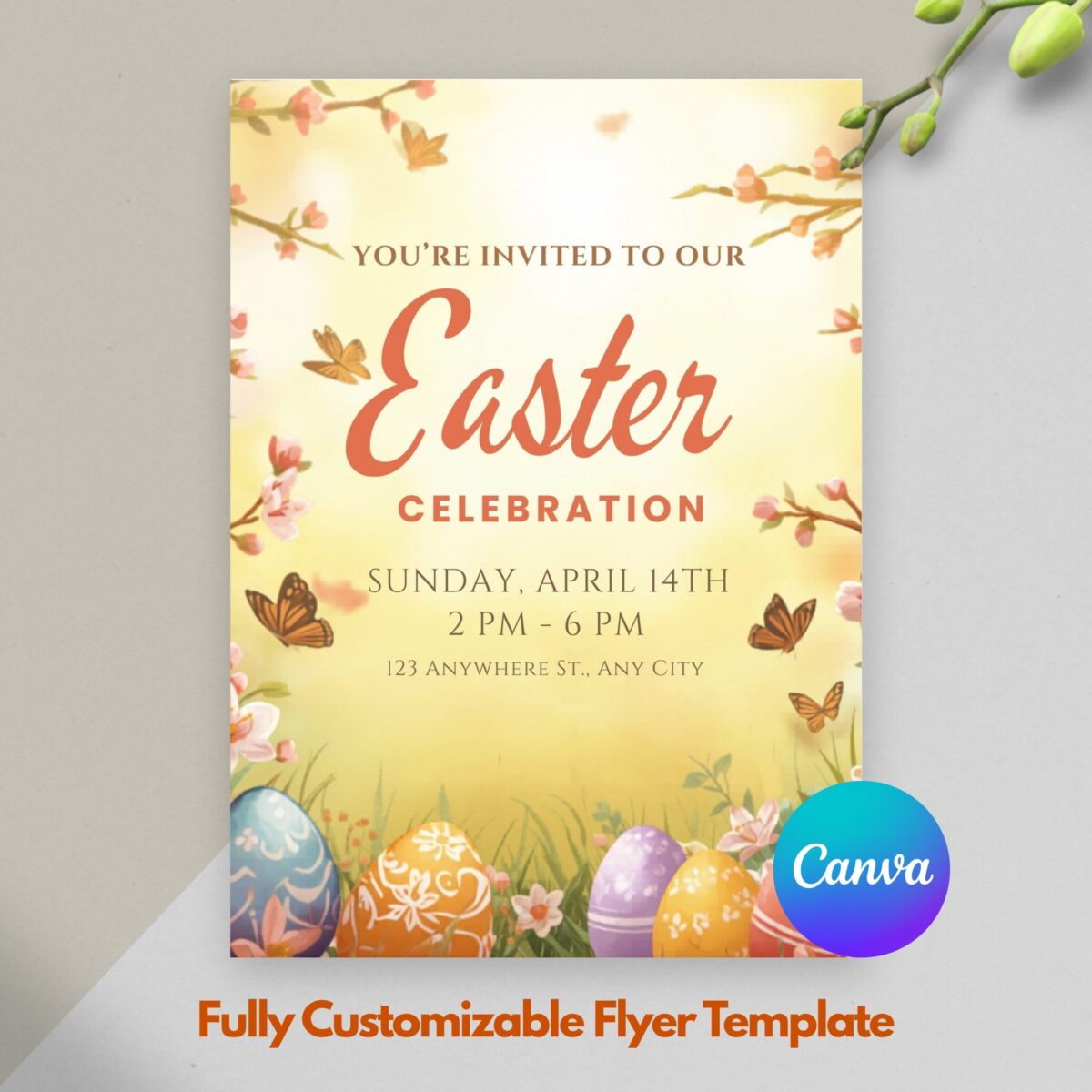Editable Easter Celebration Flyer Template | Easter Event Poster | Easter Party Invitation | Church Easter Flyer | FLYER-004