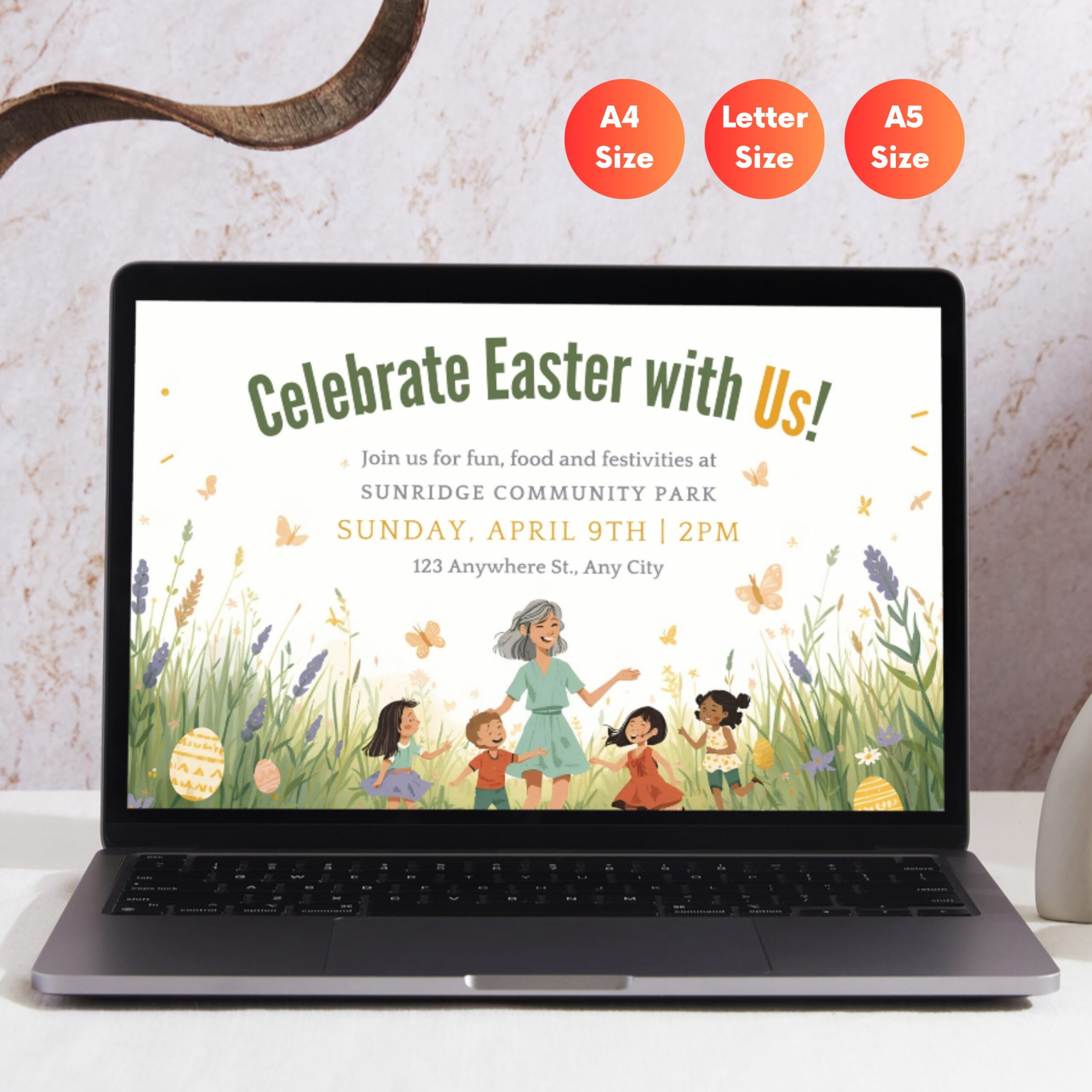 Editable Easter Celebration Invitation Flyer Template | Easter Party Invite | Easter Egg Hunt Invitation | FLYER-006 - Image 2