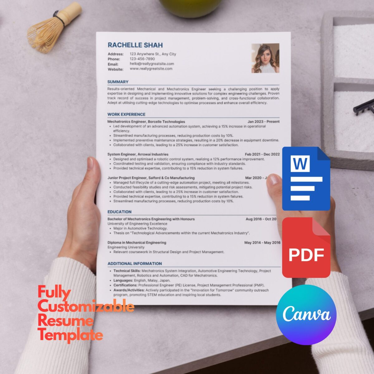 Professional Resume & Cover Letter Template Bundle | Editable Canva, PDF & MS Word CV | A4 + US Letter Modern Resume Download | CV-007