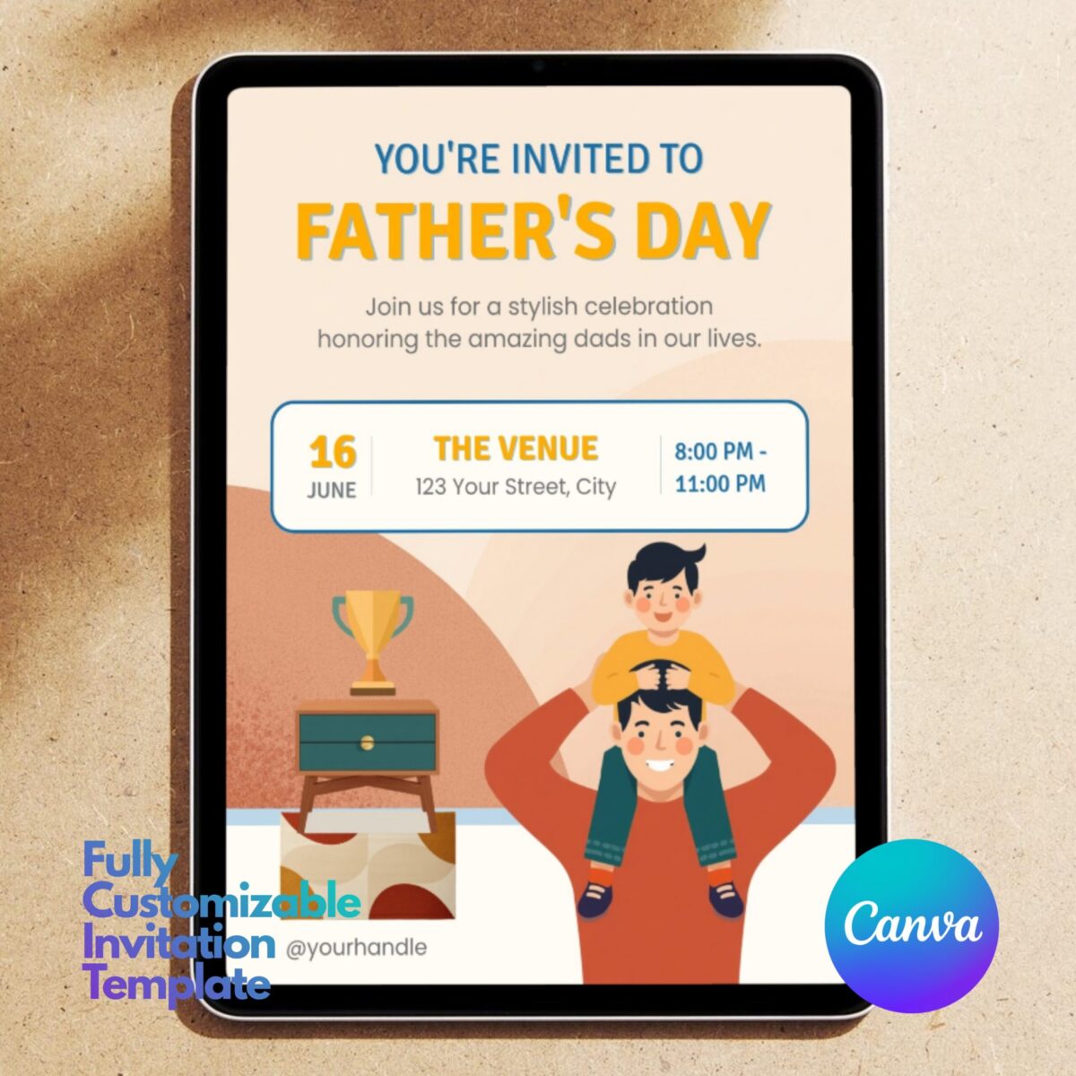 Editable Father’s Day Celebration Invitation Canva Template | Modern Father’s Day Party Invite | Instant Download | FDINVITE-004
