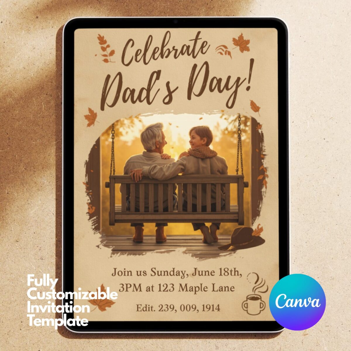 Editable Father’s Day Invitation Canva Template | Printable Father’s Day Party Invite | Instant Download | FDINVITE-001