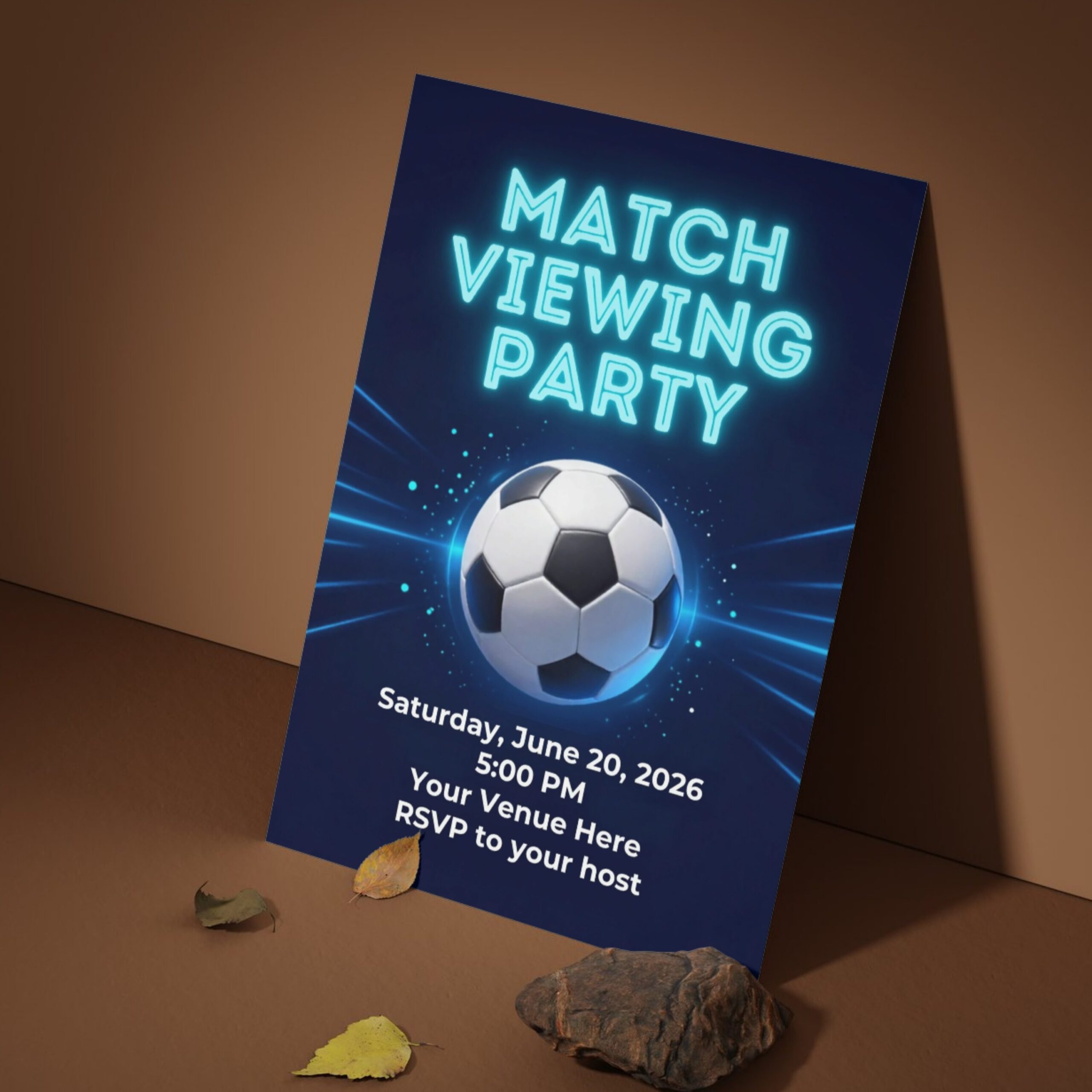 Editable Soccer Match Viewing Party Flyer Canva Template | Football Game Night Invitation | Blue Cyan Sports Event Poster | MVPFLYER-005 - Image 4