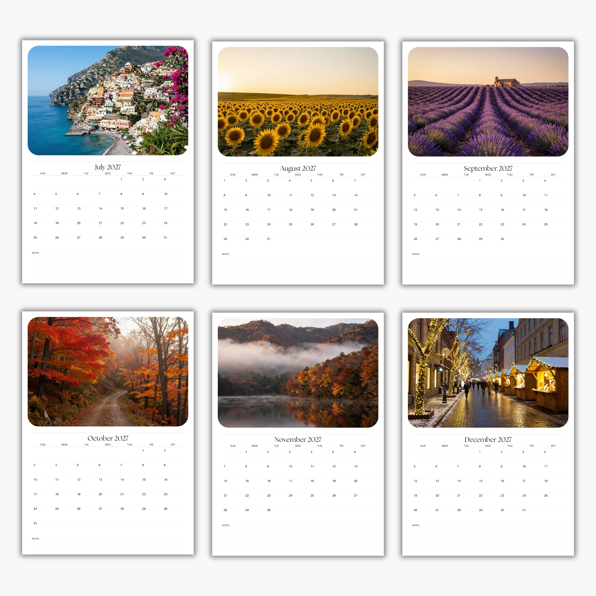 Editable 2027 Monthly Planner Calendar Canva Template | Travel Destinations & Seasons Planner | CAL2027-005 - Image 5