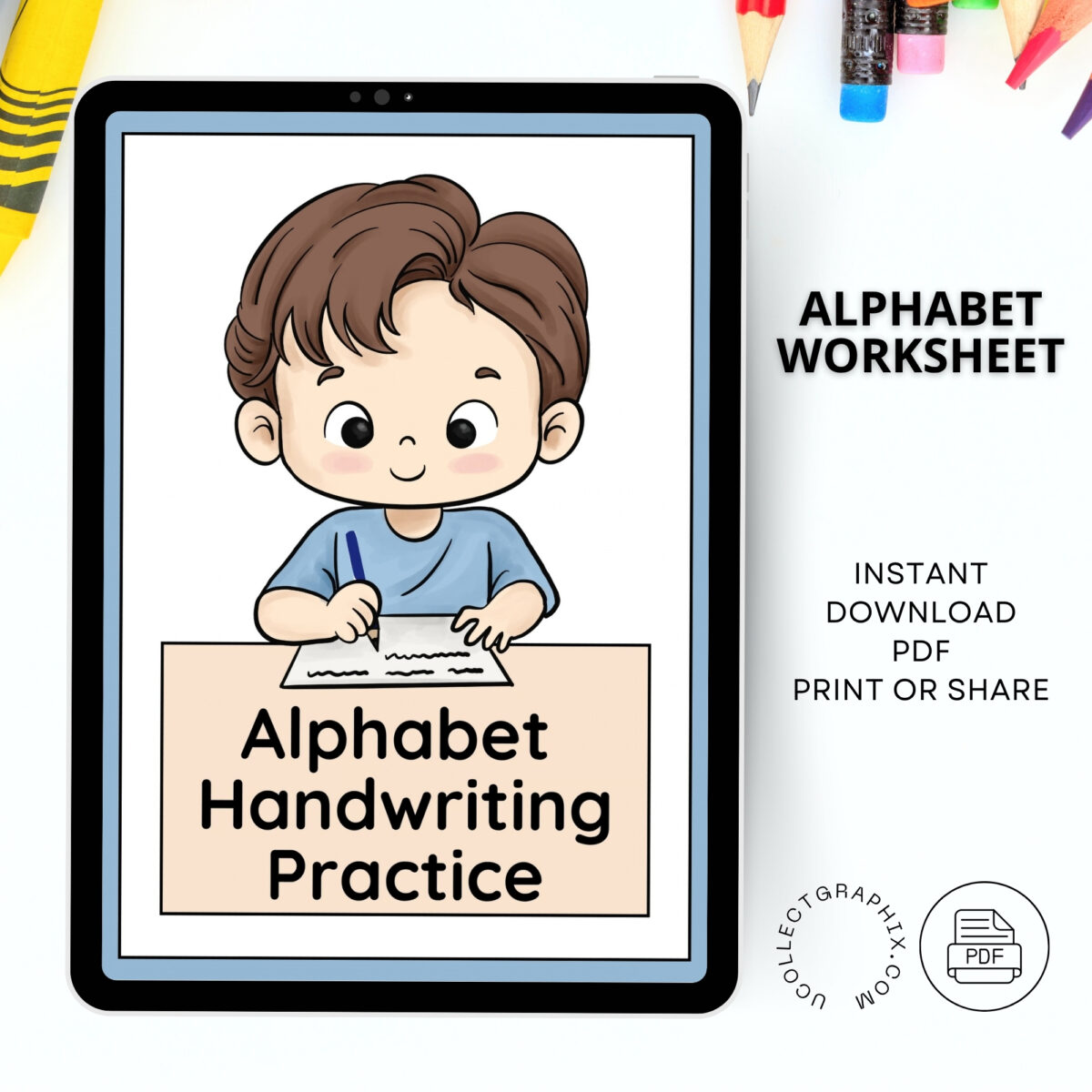 Alphabet A–Z Handwriting Practice for Boys | ABC Tracing | Blue Red Lined Writing Paper | Preschool & Kindergarten Printable | ALPHAND-001