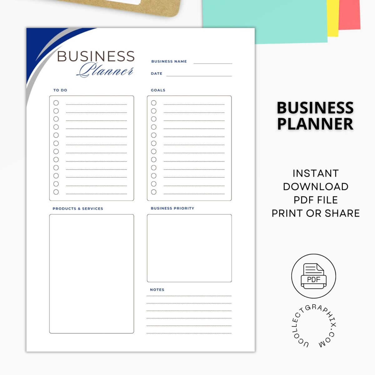 Printable Business Planner | Small Business Planner Template | Business Goals & To-Do List | Entrepreneur Planner | Productivity Organizer | BUSPLA-001