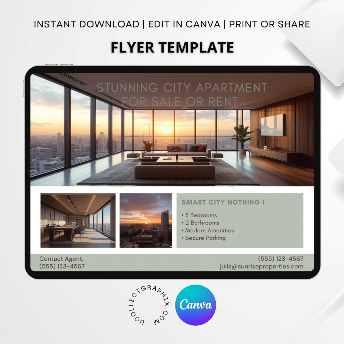 Editable Real Estate Flyer Canva Template | Property For Sale & Rent Flyer | Open House Flyer | FLYER-008