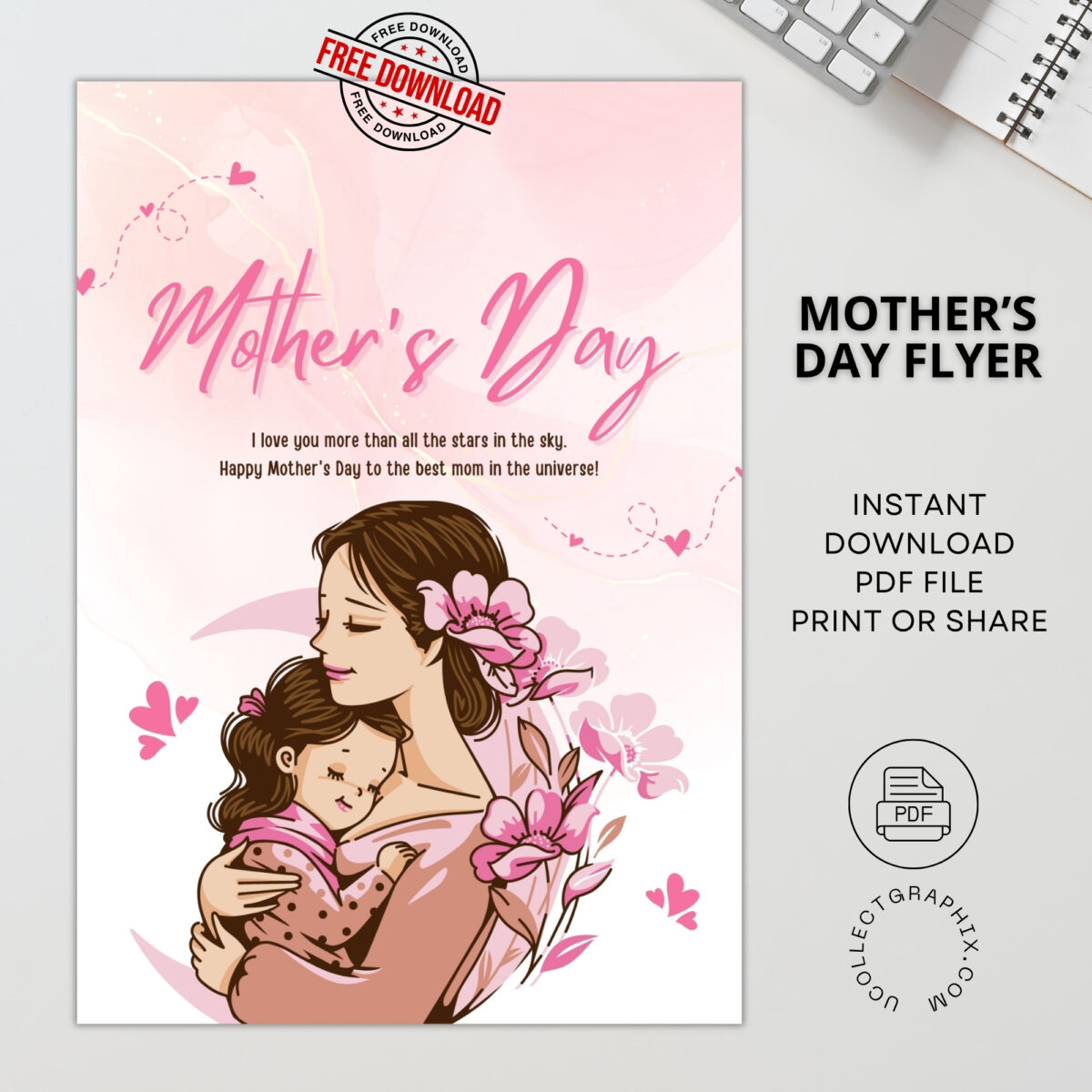 FREE Download Happy Mother’s Day Greeting Flyer | Printable Mother’s Day Poster | Instant Download | FLYER-009