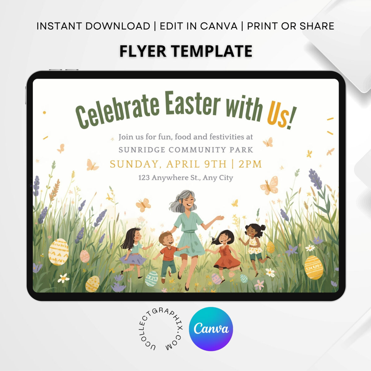Editable Easter Celebration Invitation Flyer Template | Easter Party Invite | Easter Egg Hunt Invitation | FLYER-006
