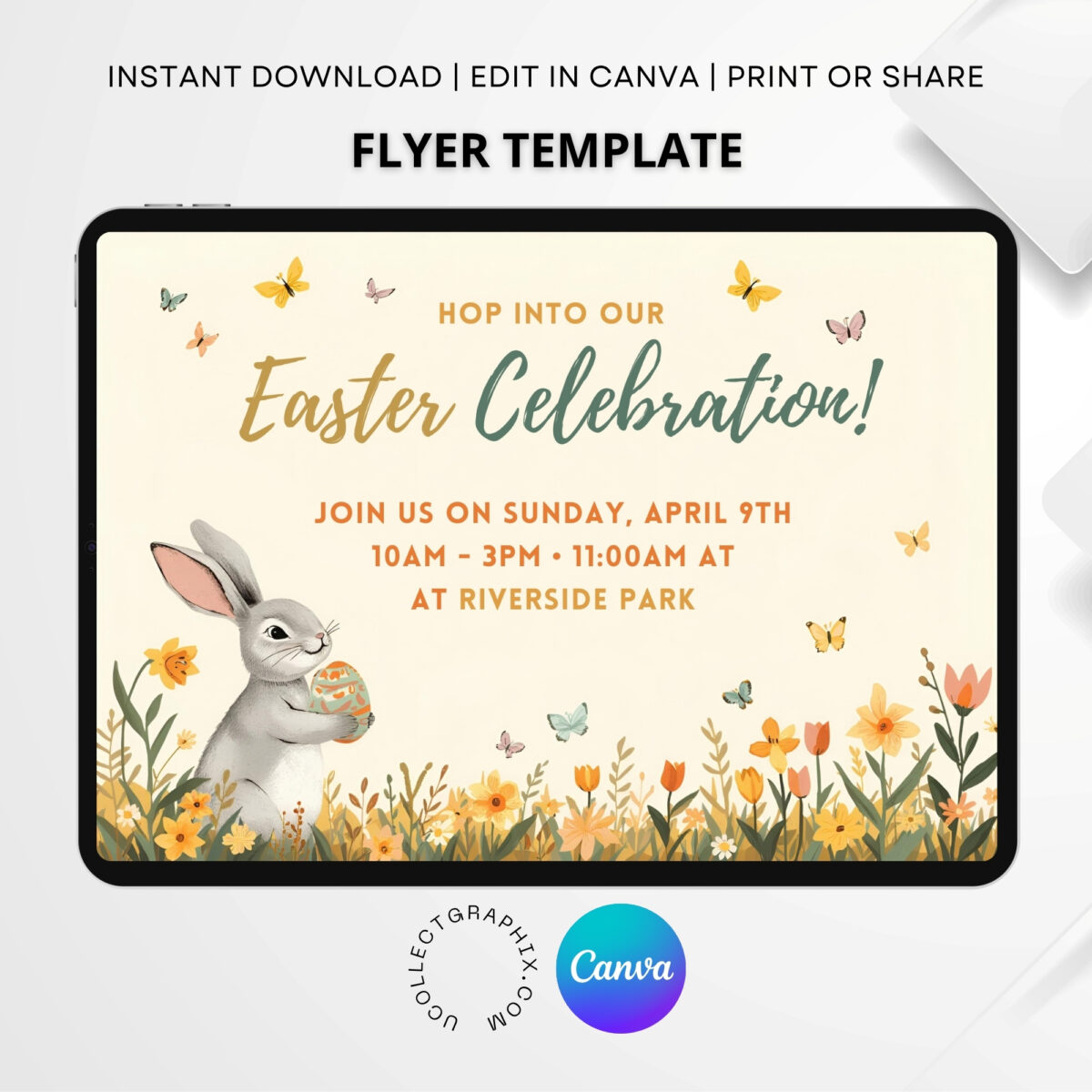 Editable Easter Celebration Flyer Canva Template | Easter Event Poster | Easter Party Flyer | FLYER-007